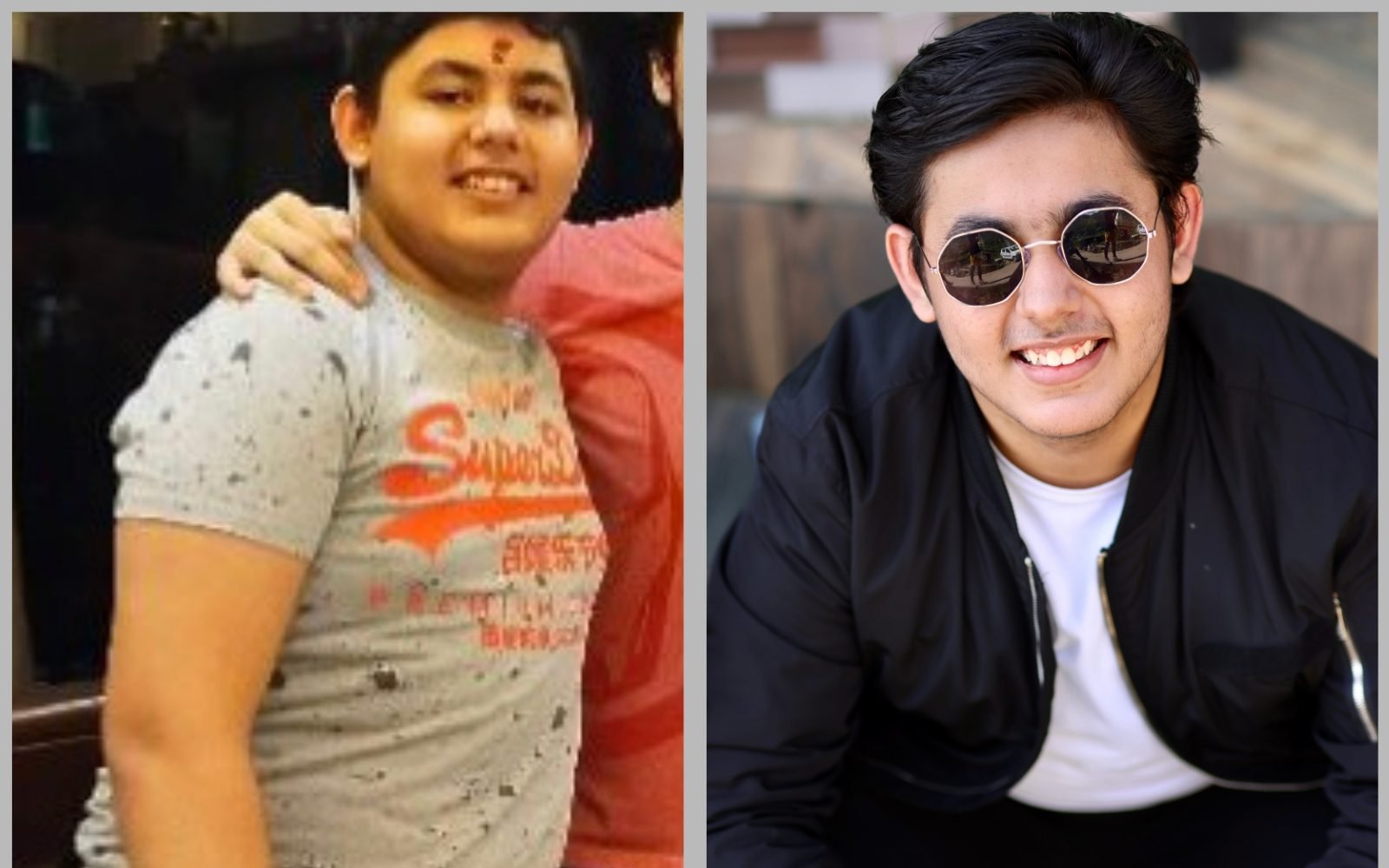 Weight loss before and after — Harshit Damya, Bangalore, a client of Dr. Maruti Sharma